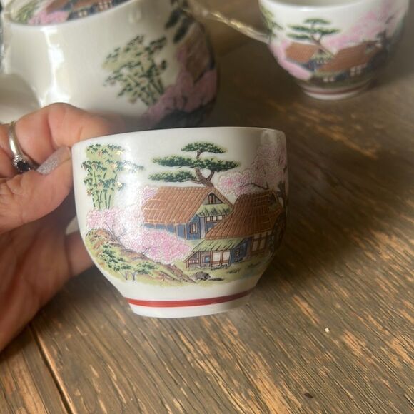 Japanese Tea Set 6 piece Teapot Cups Cherry Blossom - Picture 8 of 8